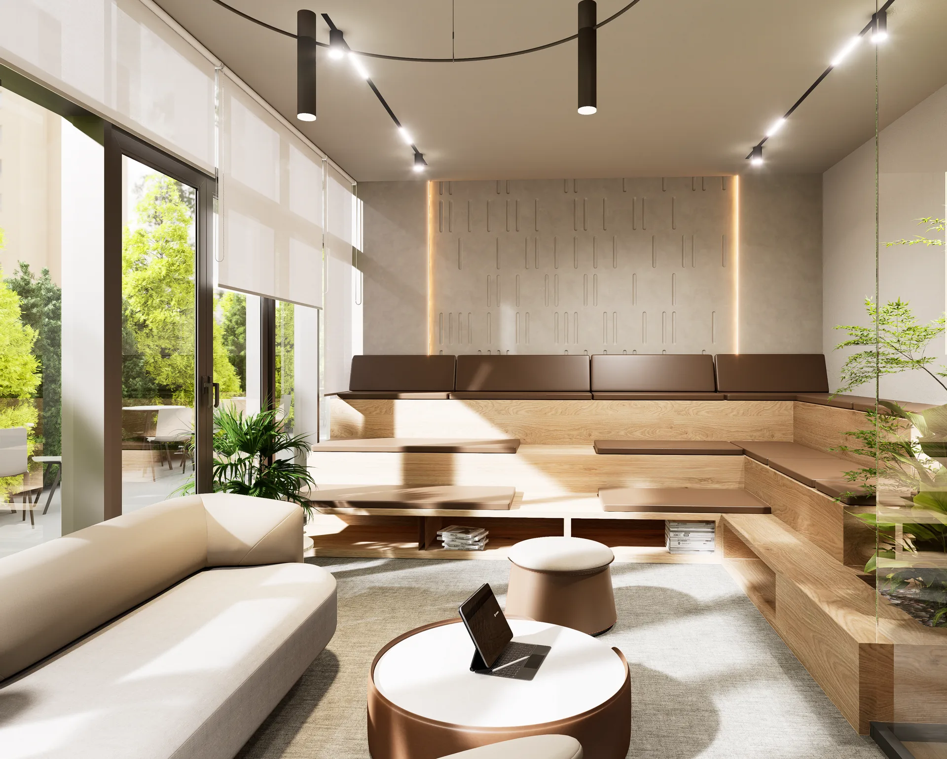SolAzure stepped lounge and breakout area